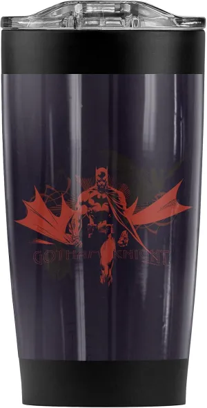 Logovision Batman Red Gotham Knight Stainless Steel Tumbler 20 oz Coffee Travel Mug/Cup, Vacuum Insulated & Double Wall with Leakproof Sliding Lid | Great for Hot Drinks and Cold Beverages