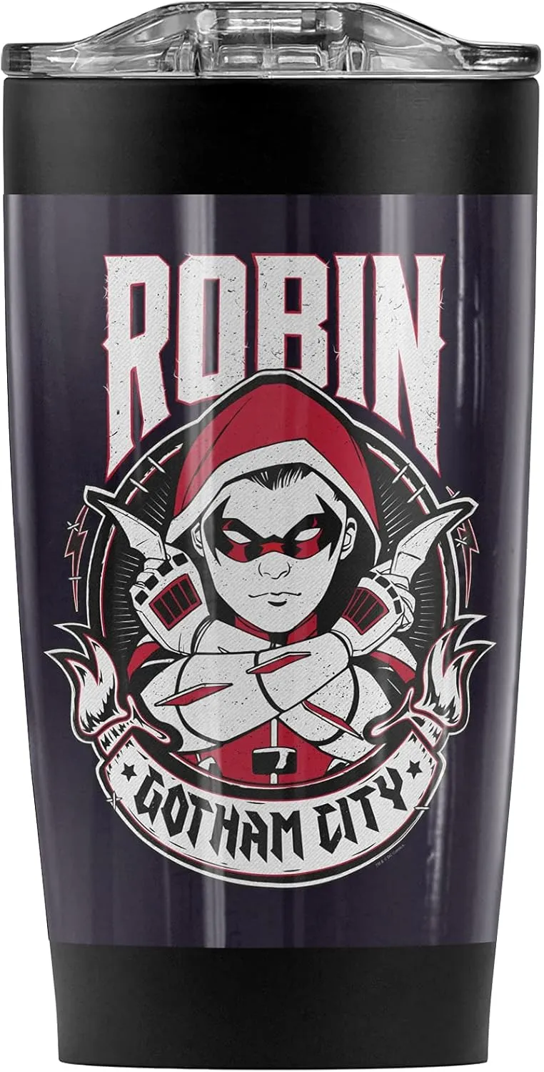Logovision Batman Robin Gotham City Stainless Steel Tumbler 20 oz Coffee Travel Mug/Cup, Vacuum Insulated & Double Wall with Leakproof Sliding Lid | Great for Hot Drinks and Cold Beverages