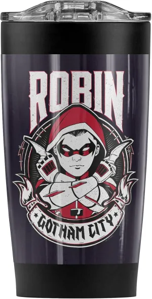 Logovision Batman Robin Gotham City Stainless Steel Tumbler 20 oz Coffee Travel Mug/Cup, Vacuum Insulated & Double Wall with Leakproof Sliding Lid | Great for Hot Drinks and Cold Beverages