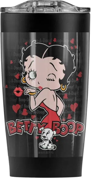 Logovision Betty Boop A Classic Kiss Stainless Steel Tumbler 20 oz Coffee Travel Mug/Cup, Vacuum Insulated & Double Wall with Leakproof Sliding Lid | Great for Hot Drinks and Cold Beverages