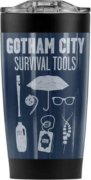 Logovision Gotham Survival Tools Stainless Steel Tumbler 20 oz Coffee Travel Mug/Cup, Vacuum Insulated & Double Wall with Leakproof Sliding Lid | Great for Hot Drinks and Cold Beverages