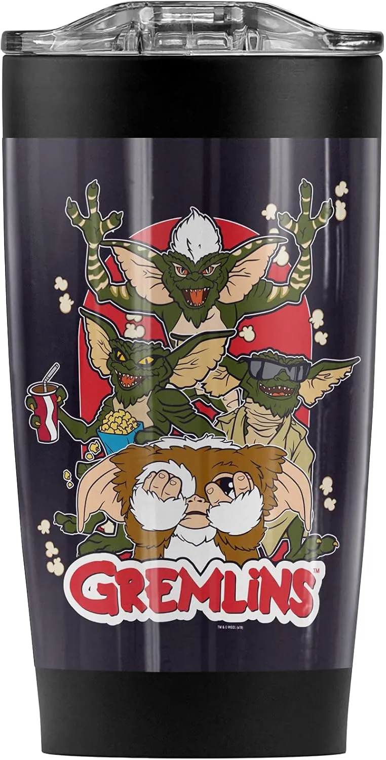 Logovision Gremlins Popcorn Stainless Steel Tumbler 20 oz Coffee Travel Mug/Cup, Vacuum Insulated & Double Wall with Leakproof Sliding Lid | Great for Hot Drinks and Cold Beverages