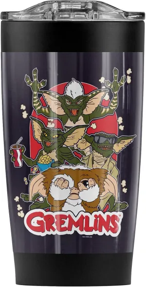 Logovision Gremlins Popcorn Stainless Steel Tumbler 20 oz Coffee Travel Mug/Cup, Vacuum Insulated & Double Wall with Leakproof Sliding Lid | Great for Hot Drinks and Cold Beverages