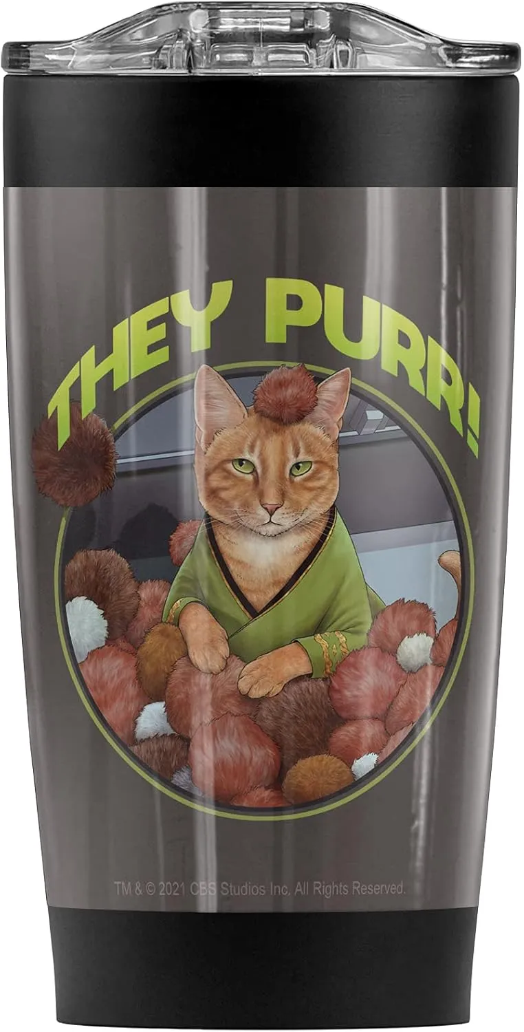 LOGOVISION Star Trek They Purr! Stainless Steel Tumbler 20 oz Coffee Travel Mug/Cup, Vacuum Insulated & Double Wall with Leakproof Sliding Lid | Great for Hot Drinks and Cold Beverages