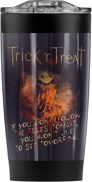Logovision Trick 'r Treat Rules Stainless Steel Tumbler 20 oz Coffee Travel Mug/Cup, Vacuum Insulated & Double Wall with Leakproof Sliding Lid | Great for Hot Drinks and Cold Beverages