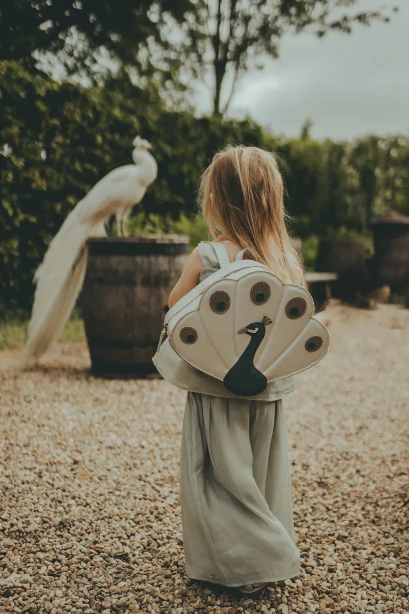 Loubi Schoolbag | Peacock | Off White Metallic Leather