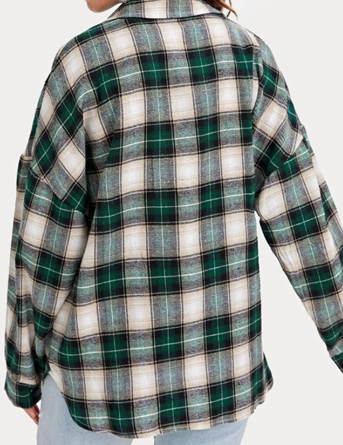 Lumister Oversized Flannel Shirt Women Long Sleeve Plaid Button Buffalo Shirt Blouse Tops with One Pocket