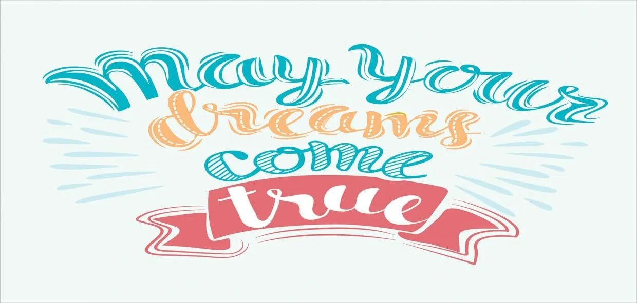 Lunarable Saying 10 Oz Steel Mug, May Your Dreams Come True Lettering Positive Hype Motivation, Vacuum Insulated Leak-resistant Cup for Outdoor Hiking and Picnics, Blue Pale Blue