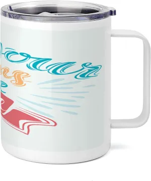Lunarable Saying 10 Oz Steel Mug, May Your Dreams Come True Lettering Positive Hype Motivation, Vacuum Insulated Leak-resistant Cup for Outdoor Hiking and Picnics, Blue Pale Blue