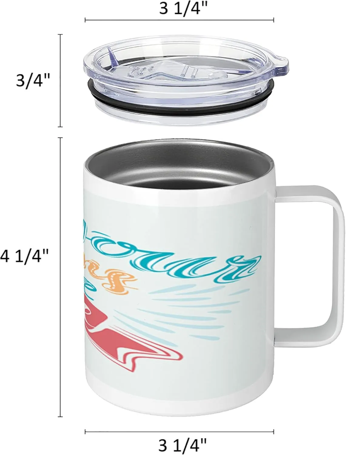 Lunarable Saying 10 Oz Steel Mug, May Your Dreams Come True Lettering Positive Hype Motivation, Vacuum Insulated Leak-resistant Cup for Outdoor Hiking and Picnics, Blue Pale Blue