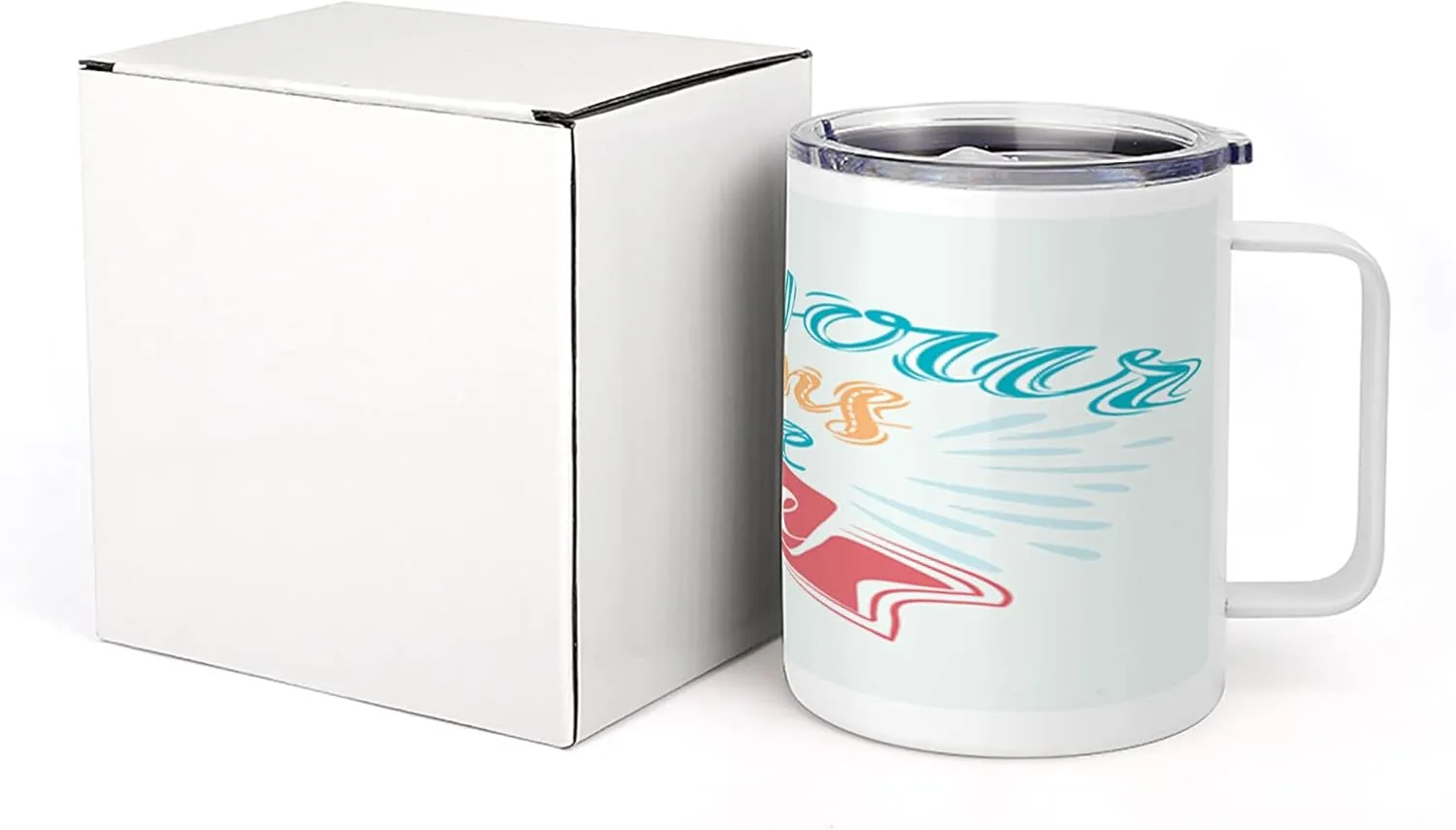 Lunarable Saying 10 Oz Steel Mug, May Your Dreams Come True Lettering Positive Hype Motivation, Vacuum Insulated Leak-resistant Cup for Outdoor Hiking and Picnics, Blue Pale Blue