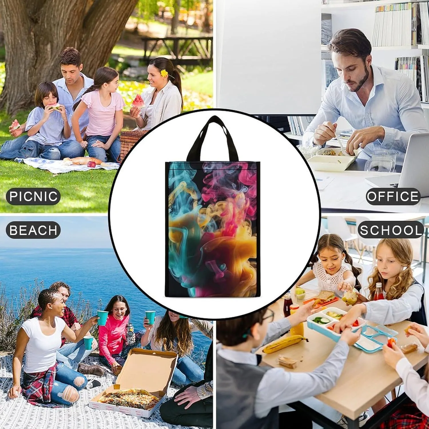 Lunch Bag for Women Men Lunch Box Reusable Melt In The Water Lunch Tote Bag Leakproof Lunch Cooler Bag for Work
