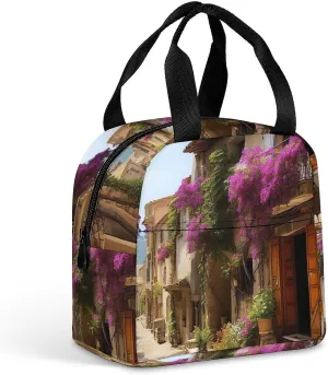 Lunch Bag for Women Men Portable Insulated Lunch Box Beautiful Old Town of Provence LunchBox Reusable Tote Bags for Work Picnic