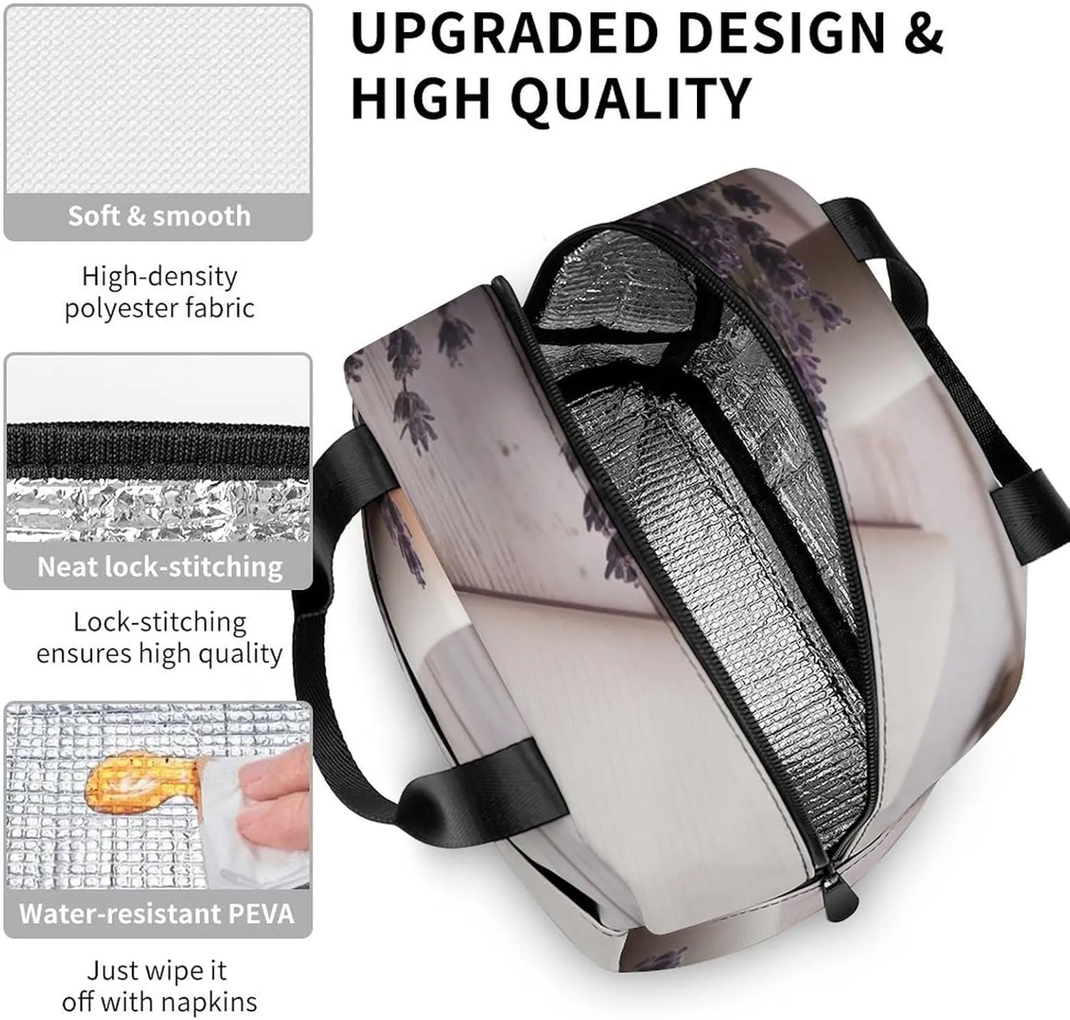Lunch Bag for Women Men Portable Insulated Lunch Box Notebook And Candle LunchBox Reusable Tote Bags for Work Picnic