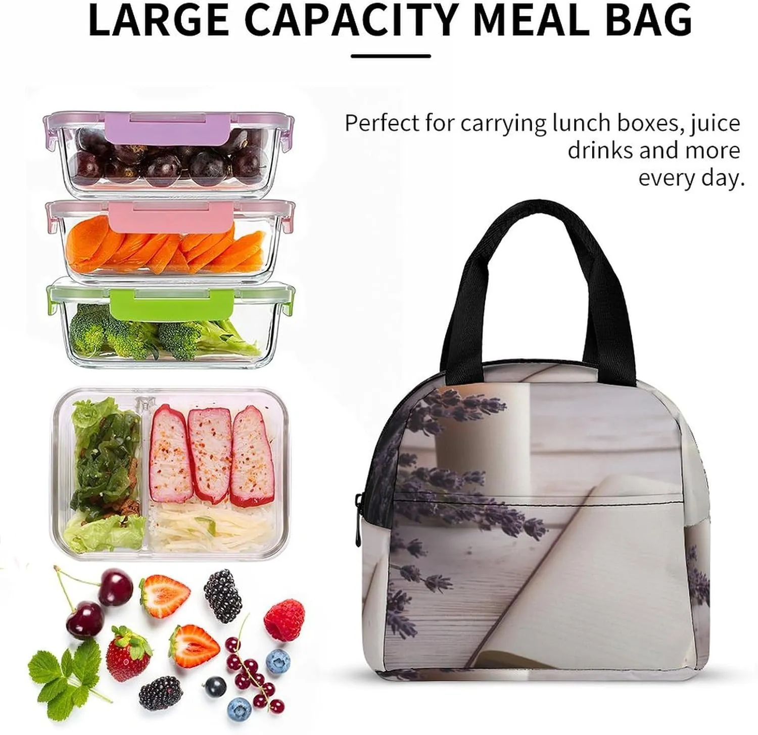 Lunch Bag for Women Men Portable Insulated Lunch Box Notebook And Candle LunchBox Reusable Tote Bags for Work Picnic