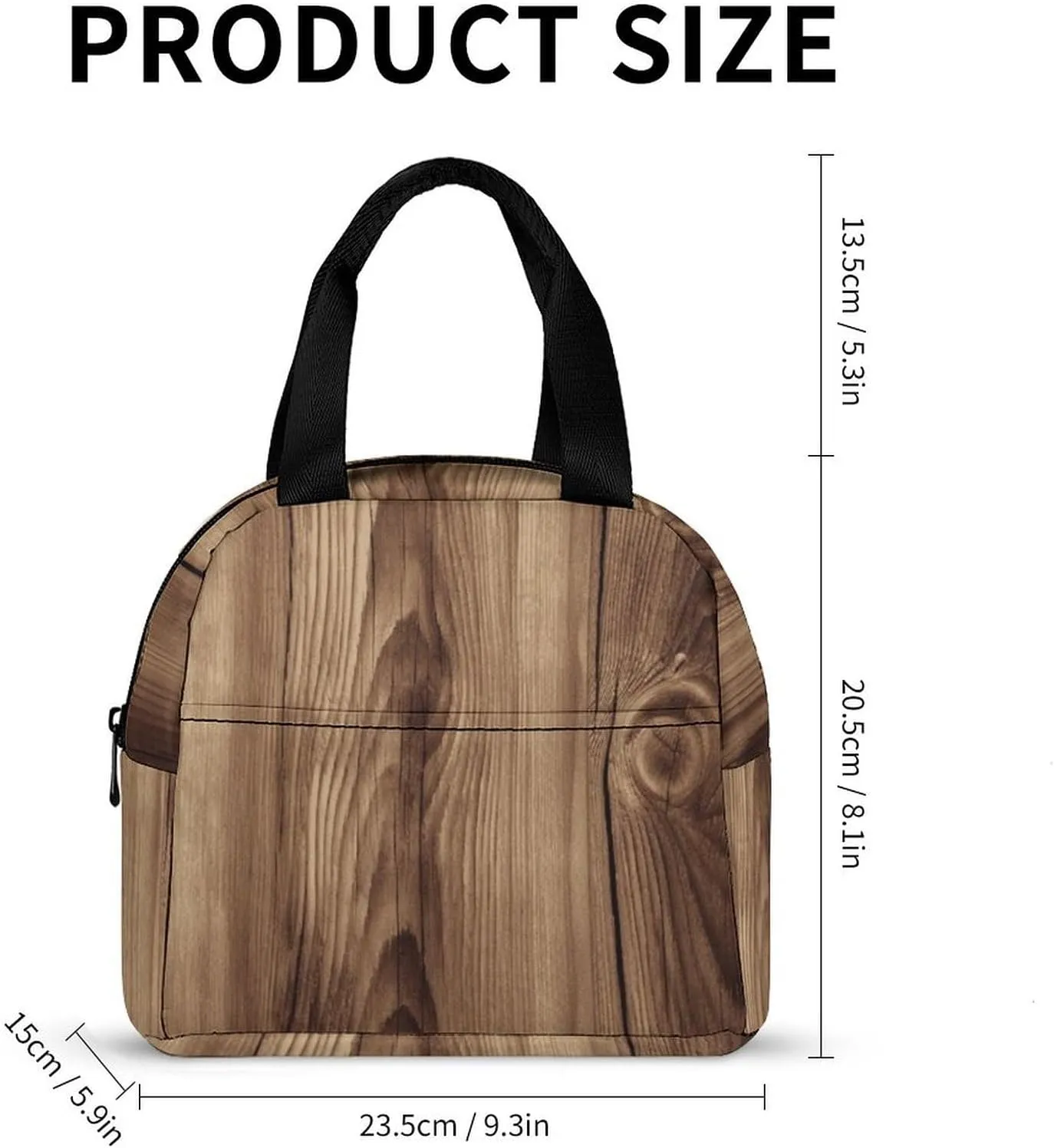 Lunch Bag for Women Men Portable Insulated Lunch Box Wood Grain LunchBox Reusable Tote Bags for Work Picnic