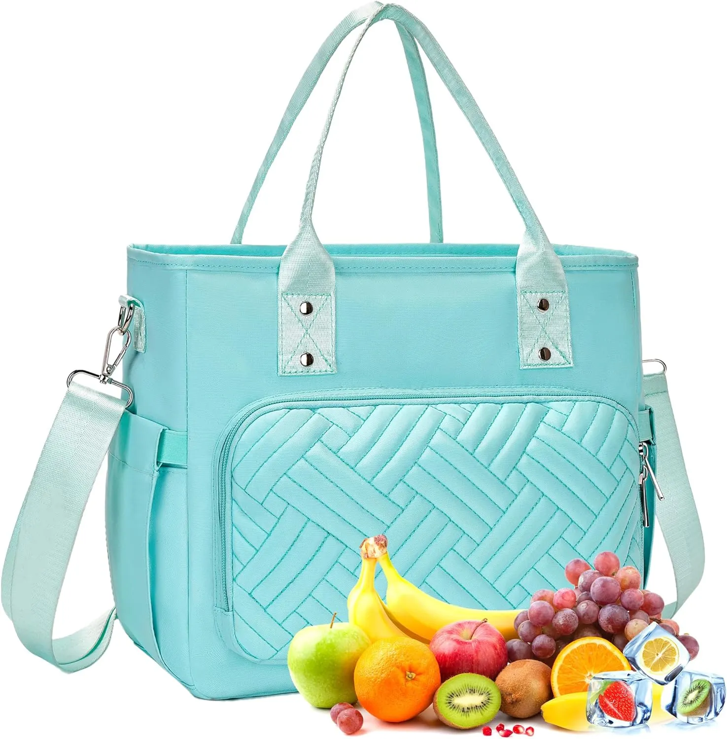 Lunch Box for Women, Large Women's Lunch Bags with an Adjustable Shoulder Strap, Leak Proof Lunch Tote Bag, Insulated Lunch Bag for Office, Work, Picnics, Camp Green