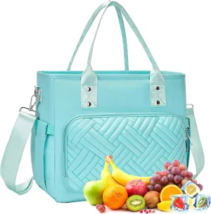 Lunch Box for Women, Large Women's Lunch Bags with an Adjustable Shoulder Strap, Leak Proof Lunch Tote Bag, Insulated Lunch Bag for Office, Work, Picnics, Camp Green