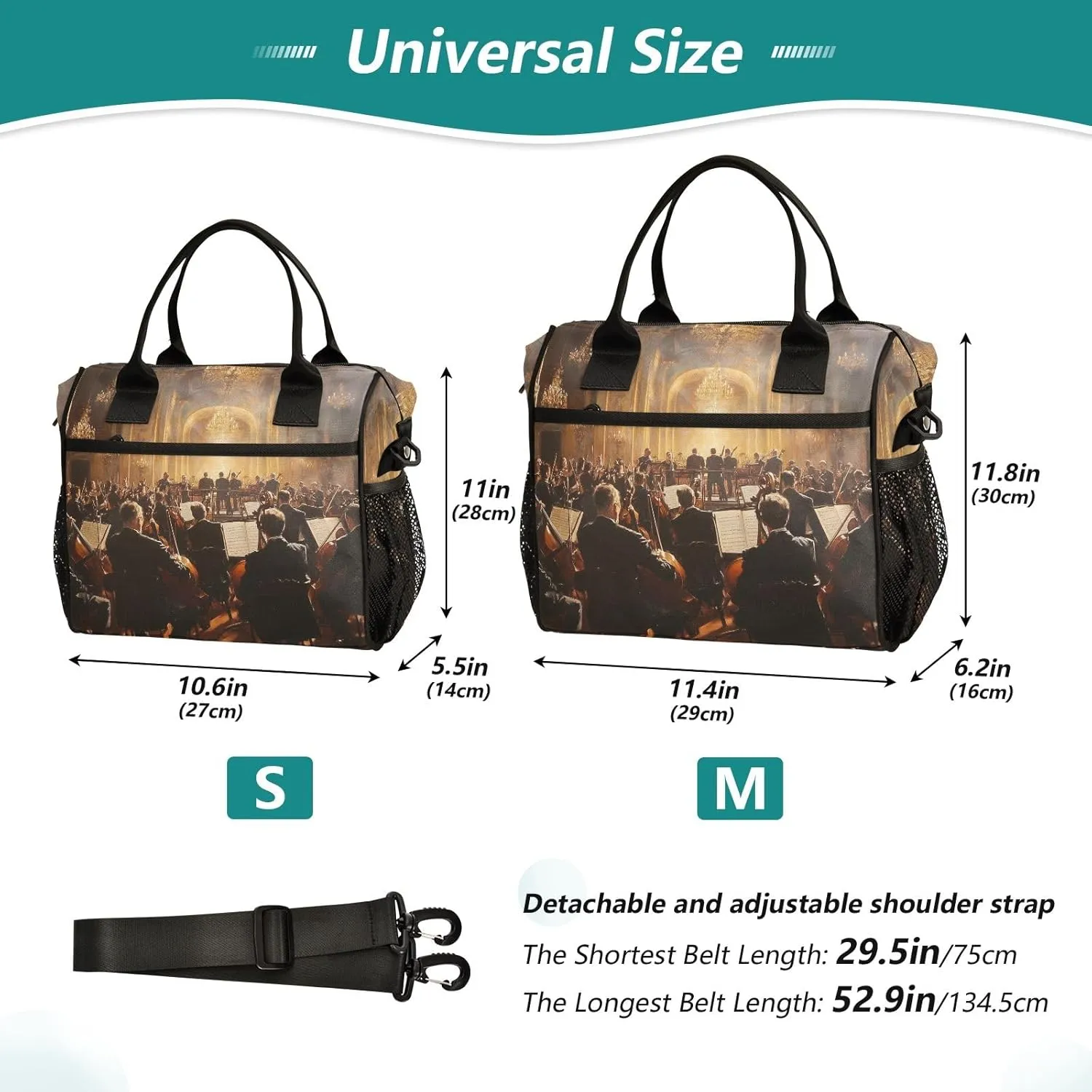 Lunch Tote Bags for Men lunch Box Lunch Cooler Bag Large Work Symphony Orchestra 1 Leakproof Office Picnic Travel Lunch Bag M