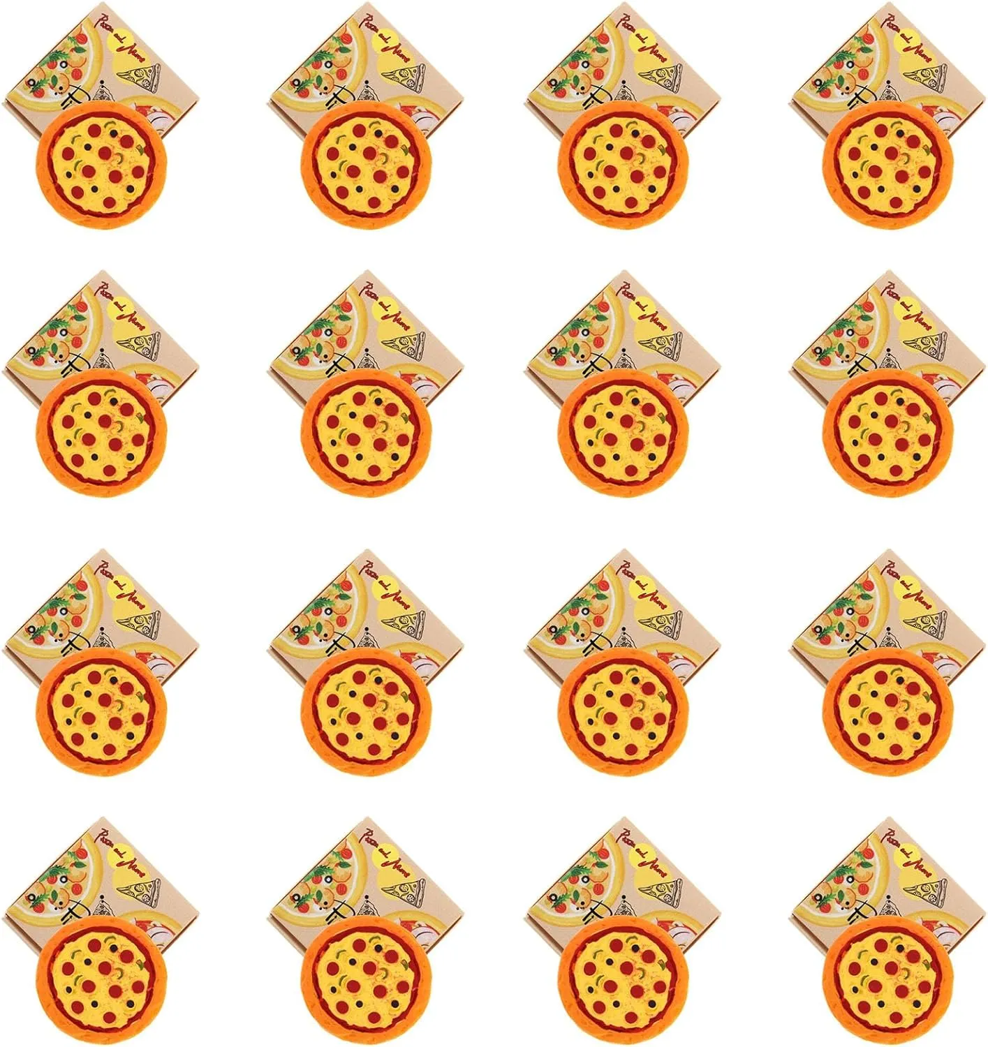LUOZZY 16 Sets Miniature Pizza Boxes for Dollhouse Food Model Decor Display Photo Props Dollhouse Pizza Toys Decorations