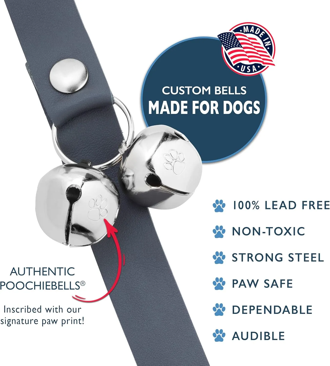 Lux Leather USA Handcrafted Dog Doorbell, Trusted by Pros & Pet Owners for 15  Yrs, Quick & Easy Potty/Housetraining Puppy Training Bells, Beautifully Made, Easy to Hear, Train in Days