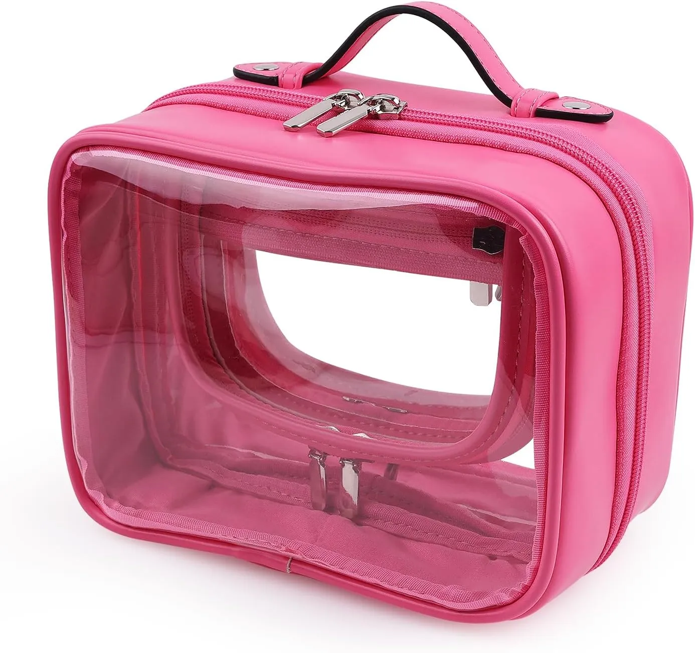 Lychii TSA Approved Toiletry Bag, Clear Travel Bag for Liquids Toiletries, Makeup Cosmetic Bag Organizer, Carry on Travel Accessories Essentials, Rose Red