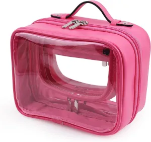 Lychii TSA Approved Toiletry Bag, Clear Travel Bag for Liquids Toiletries, Makeup Cosmetic Bag Organizer, Carry on Travel Accessories Essentials, Rose Red