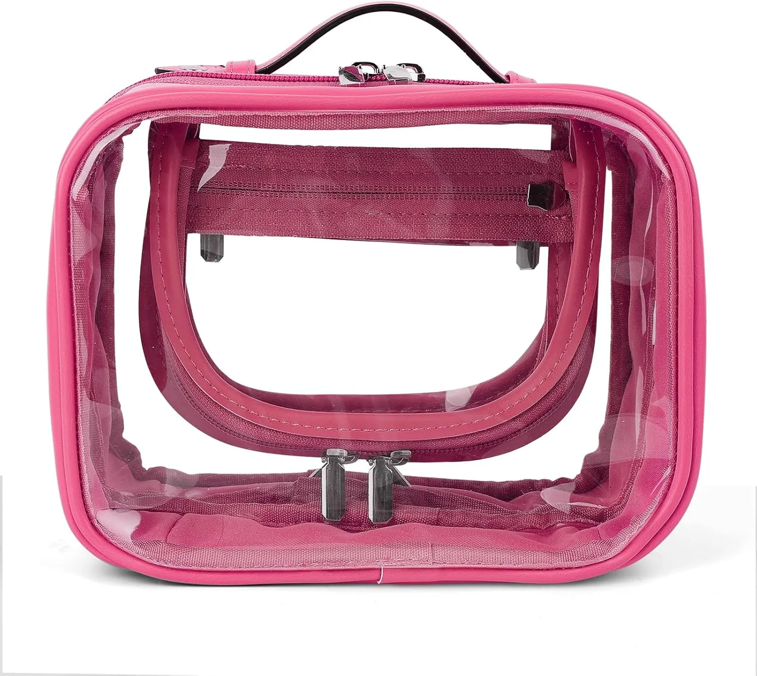 Lychii TSA Approved Toiletry Bag, Clear Travel Bag for Liquids Toiletries, Makeup Cosmetic Bag Organizer, Carry on Travel Accessories Essentials, Rose Red