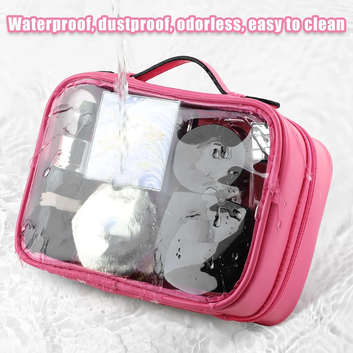 Lychii TSA Approved Toiletry Bag, Clear Travel Bag for Liquids Toiletries, Makeup Cosmetic Bag Organizer, Carry on Travel Accessories Essentials, Rose Red