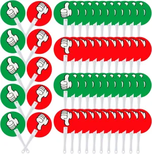 Macarrie 50 Pack Thumbs up Thumbs Down Classroom Voting Paddles Handy Teacher Classroom Event Supplies Plastic Sign Green Red Yes or No Paddles True False Sign for School Student