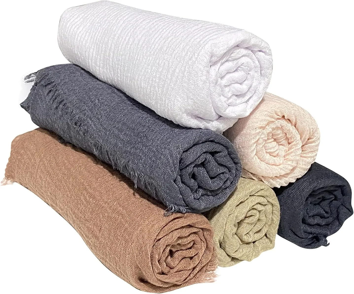 MANSHU 6 PCS Women's Soft Shawl and Wrap, Long Scarf, Big Head Scarf