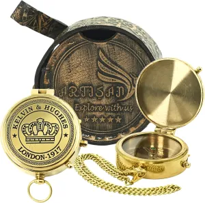 Maritime Nautical 2.5" Inchess Braass Compass with Leather Case | Hiking & Travelling Pocket Compass | Handmade Compass with Leather Case, Gifts for First, Religious Gifts for Men