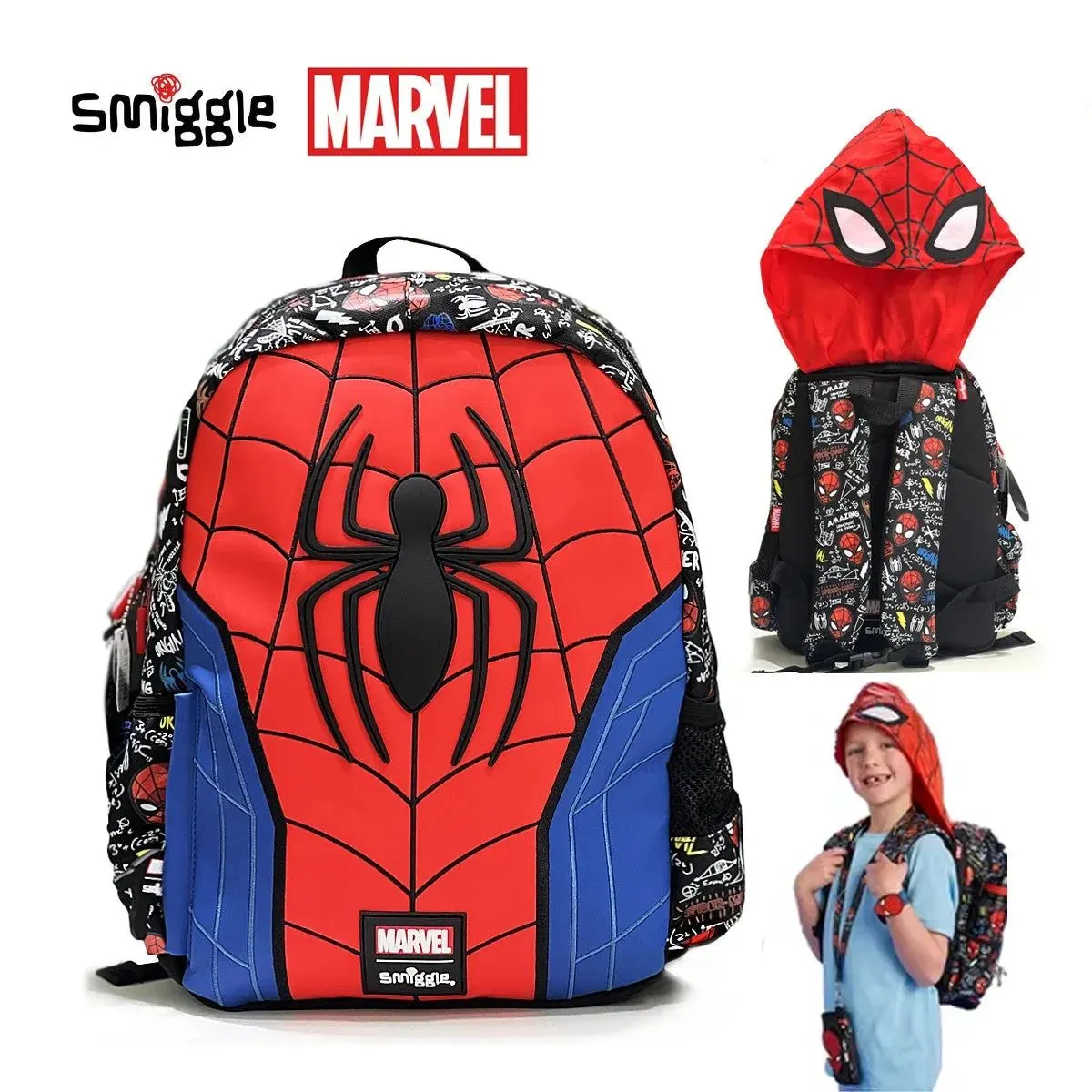 MARVEL Spider-Man Backpack for Children Smiggle Wheel Schoolbag Children's Knapsack Trolleys Bag 3-16 Years Old Hot-selling