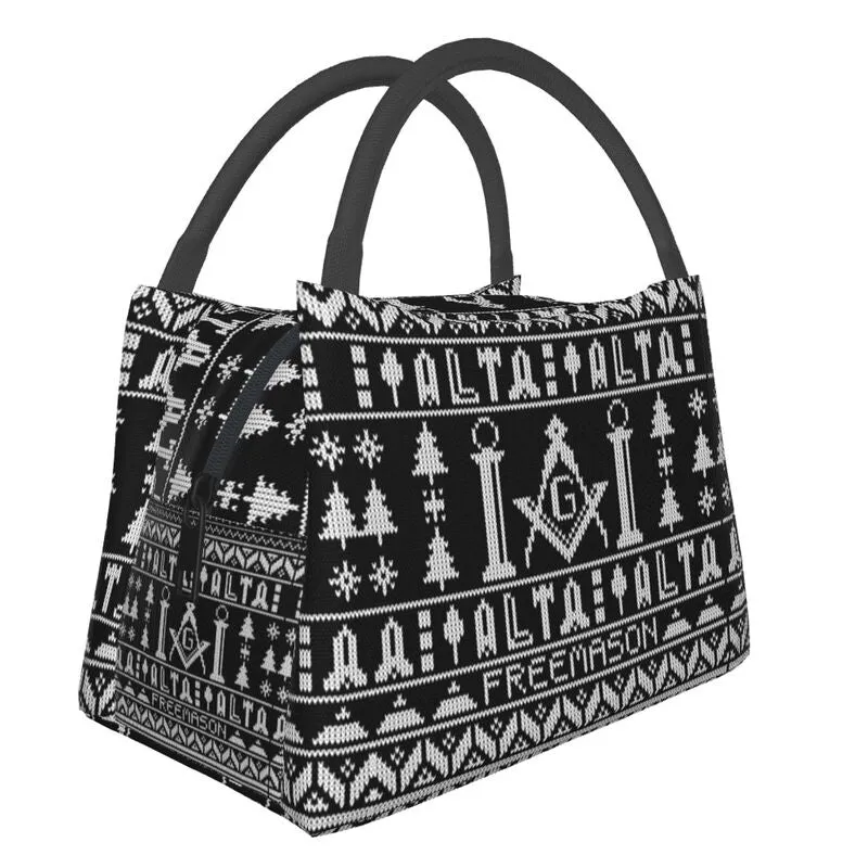 Master Mason Blue Lodge Lunch Bag - Square and Compass G With Pillars
