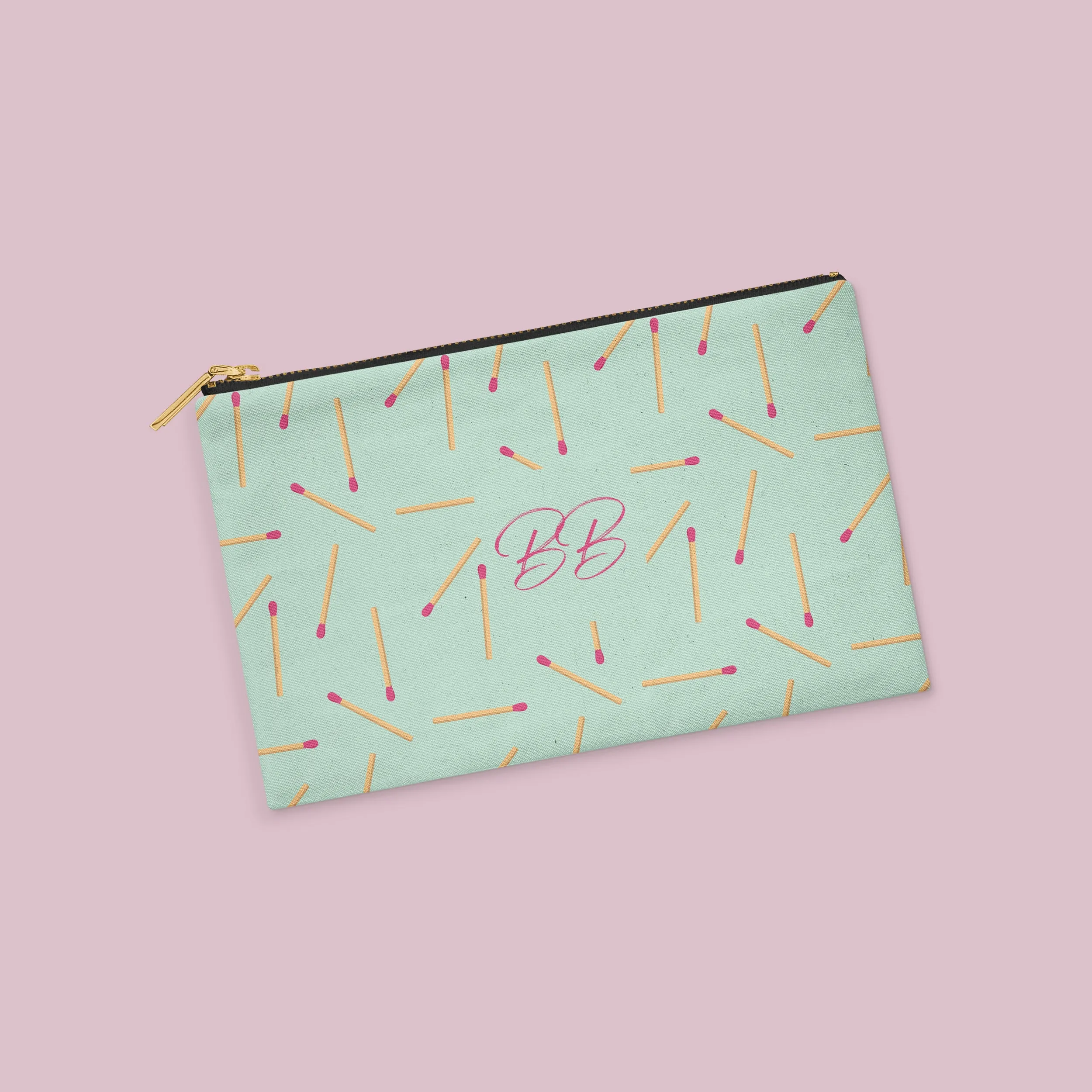 Matchstick Personalized Zipper Pouch (on mint)