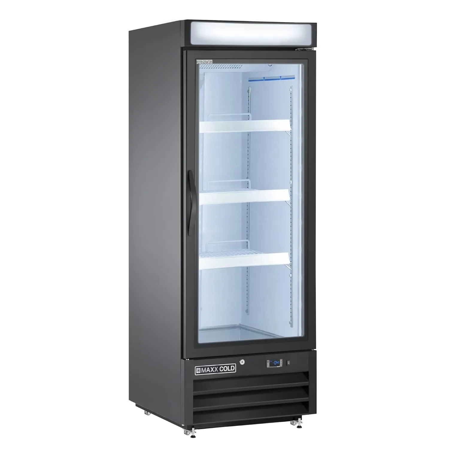 Maxx Cold MXM1-12FBHC 25-Inch-Wide Glass Door Merchandiser Freezer, Free Standing with 16 Cu. Ft. Storage - Black