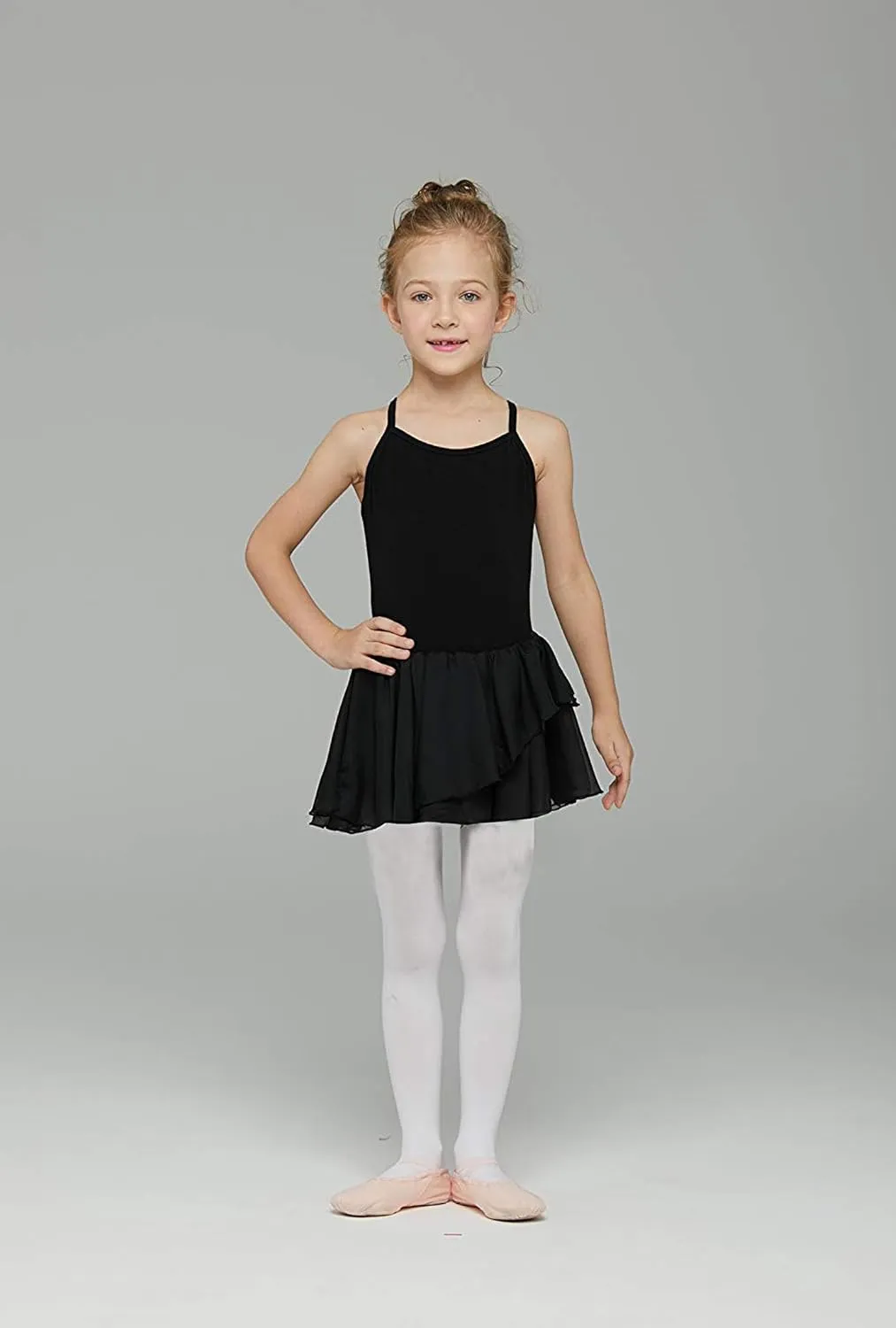 MdnMd Toddler Girls Ballet Dance Leotards Skirt Ballerina Ballet Outfit Dresses Camisole Puff Sleeve