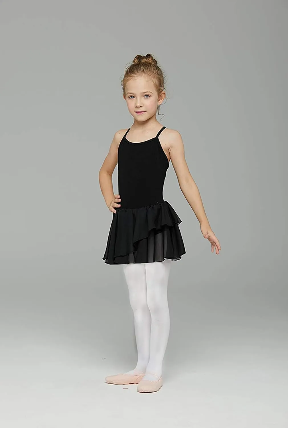 MdnMd Toddler Girls Ballet Dance Leotards Skirt Ballerina Ballet Outfit Dresses Camisole Puff Sleeve