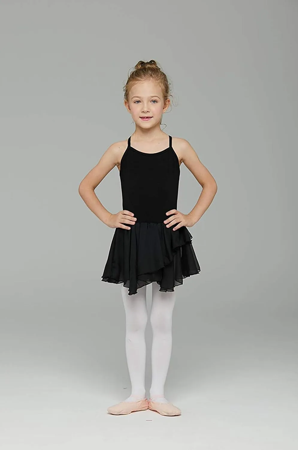 MdnMd Toddler Girls Ballet Dance Leotards Skirt Ballerina Ballet Outfit Dresses Camisole Puff Sleeve