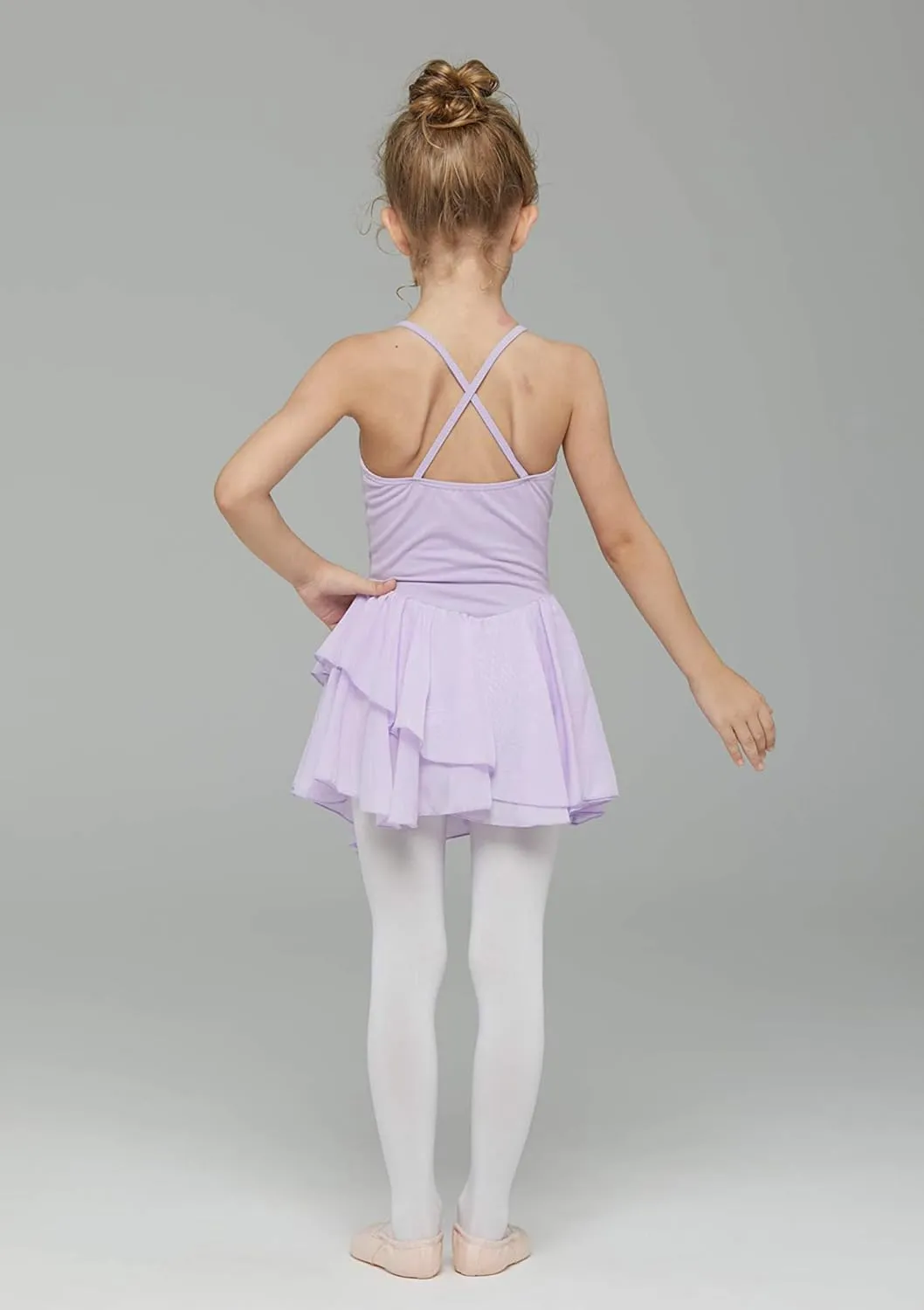 MdnMd Toddler Girls Ballet Dance Leotards Skirt Ballerina Ballet Outfit Dresses Camisole Puff Sleeve