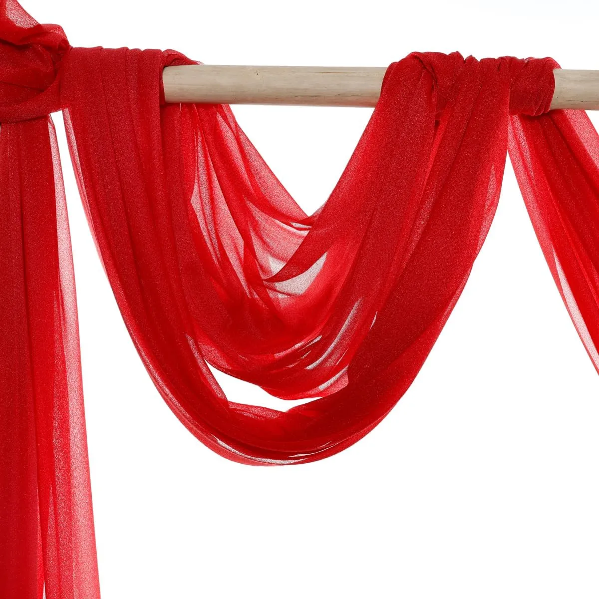 MDS Pack of 5 Yard Wedding Arch Draping Drapery Fabric Sheer Chiffon Fabric for Wedding Ceremony Reception Swag and Backdrop Decorations 60” Width DIY Sewing Multipurpose Fabric - Red