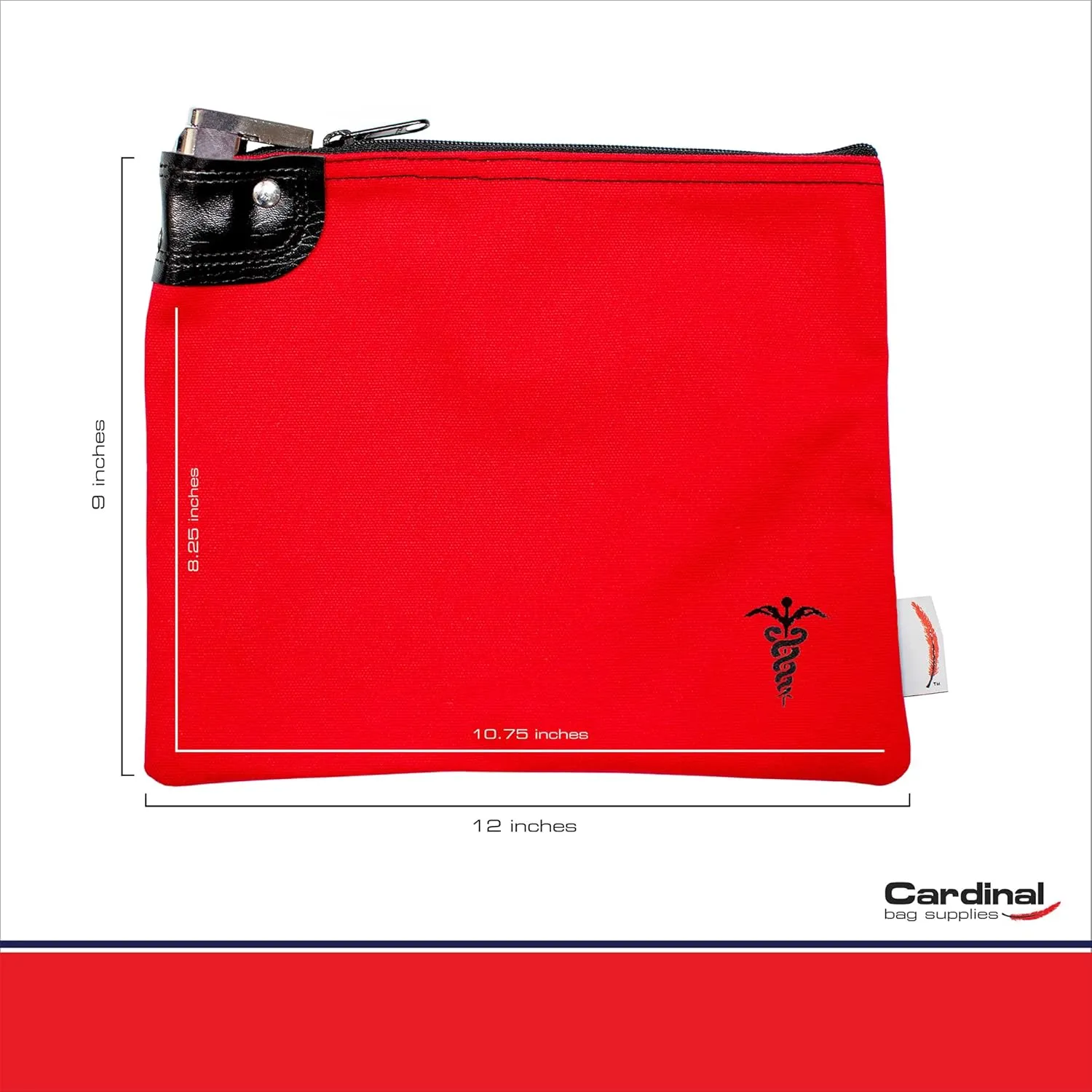 Medication Organizer Key Lock Bag, Travel Pill Organizer, Heavy Duty Medicine Lock System, Pill Pouch, 8 x 10 Inch (Red)