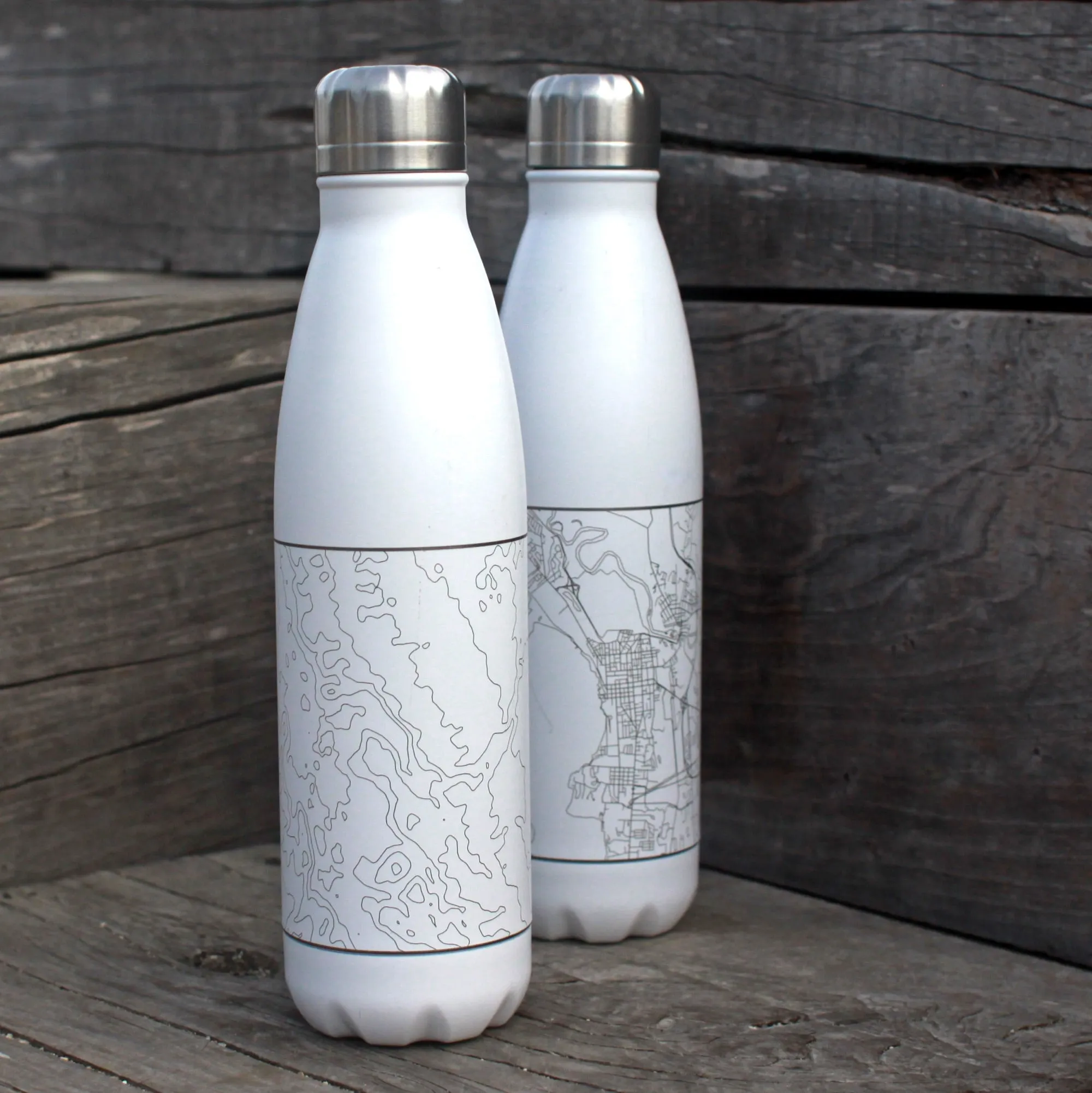 Medicine Bow - Wyoming Engraved Map Insulated Bottle in Matte White
