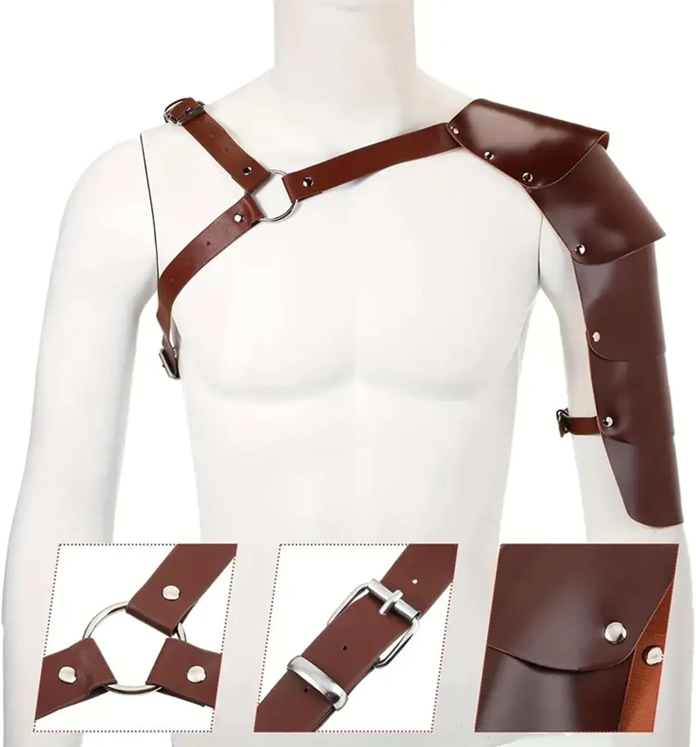 Medieval Belt Renaissance Accessories, PU Leather Belt Arm Guard Dagger Cover Cork Potion for Halloween Cosplay