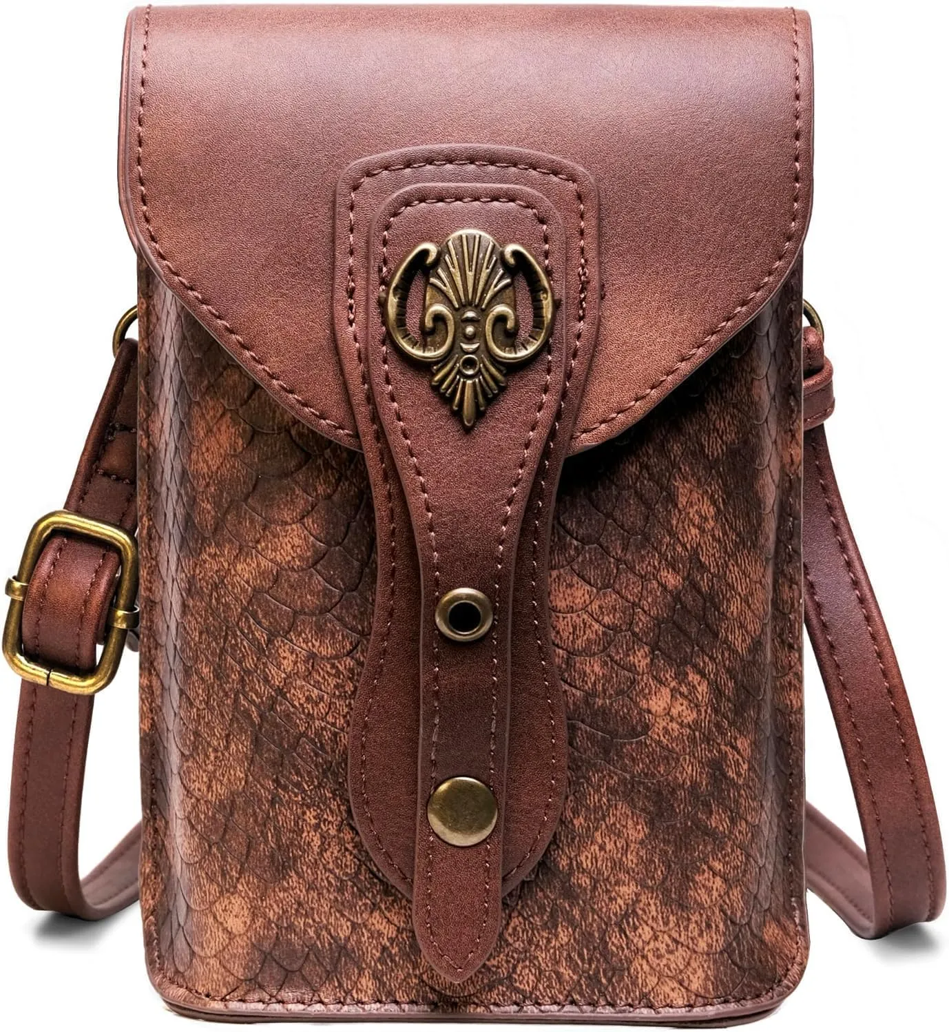 Medieval Leather Belt Pouch – Versatile Renaissance Bag for Ren Faire, Crossbody Cell Phone Holder, and Fairy Accessories - Brown Fair