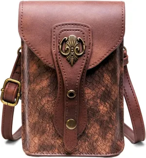 Medieval Leather Belt Pouch – Versatile Renaissance Bag for Ren Faire, Crossbody Cell Phone Holder, and Fairy Accessories - Brown Fair