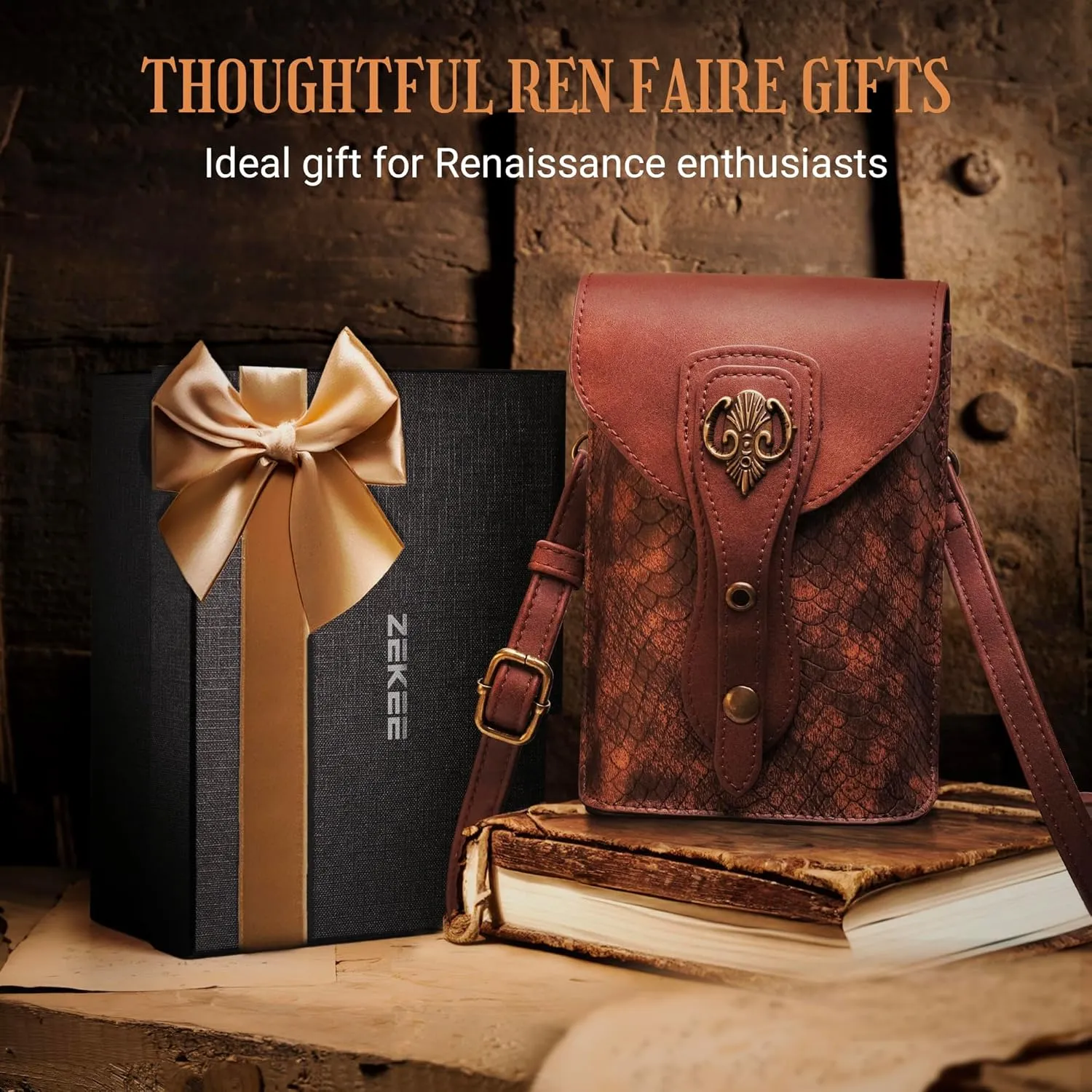 Medieval Leather Belt Pouch – Versatile Renaissance Bag for Ren Faire, Crossbody Cell Phone Holder, and Fairy Accessories - Brown Fair