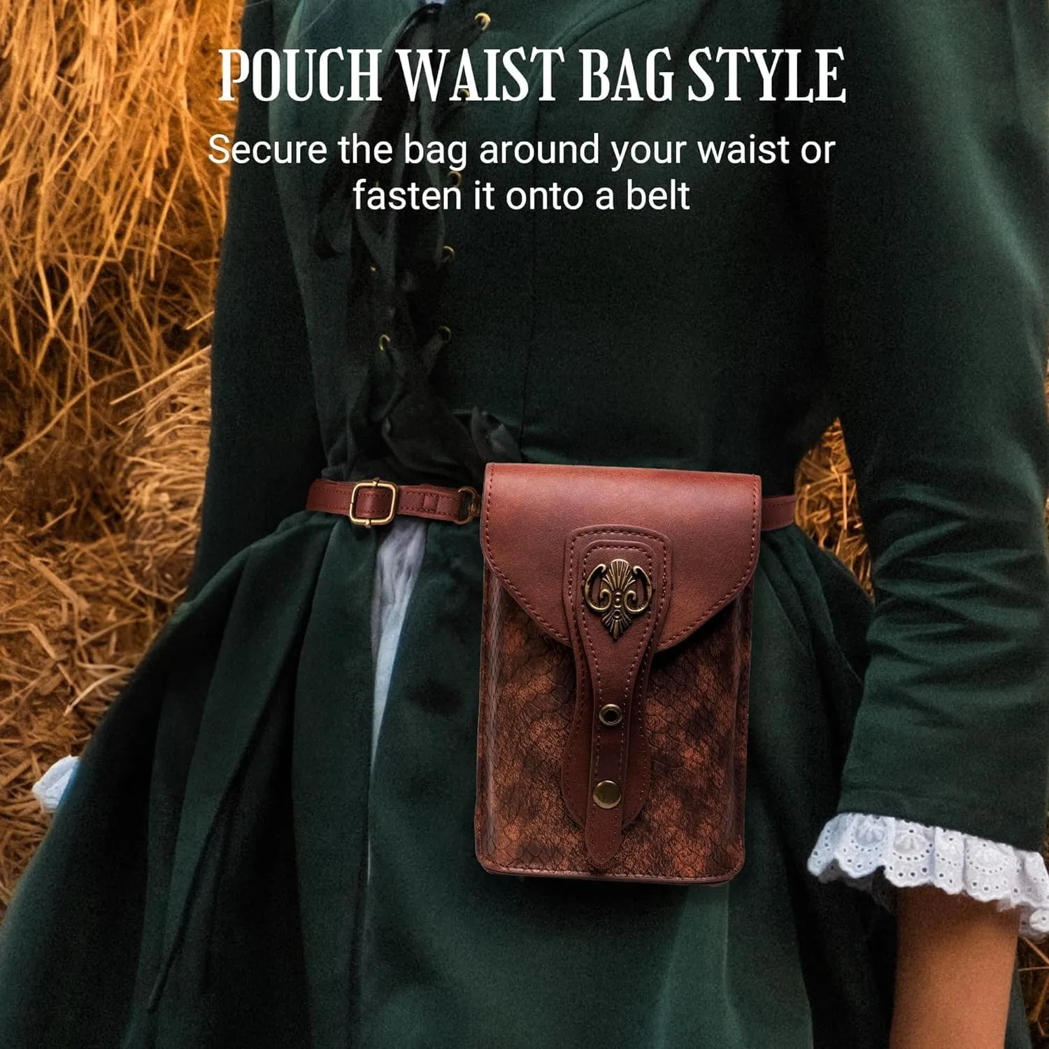 Medieval Leather Belt Pouch – Versatile Renaissance Bag for Ren Faire, Crossbody Cell Phone Holder, and Fairy Accessories - Brown Fair