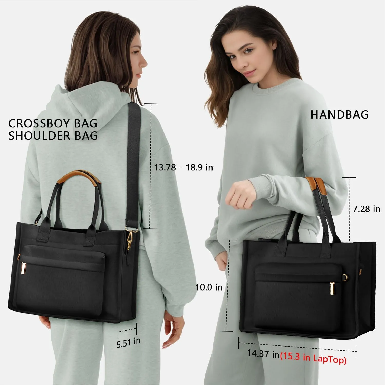Medium Canvas Tote Bag for Women, Womens Tote Bag for School Bags Travel Crossbody Purse With Zipper Pocket