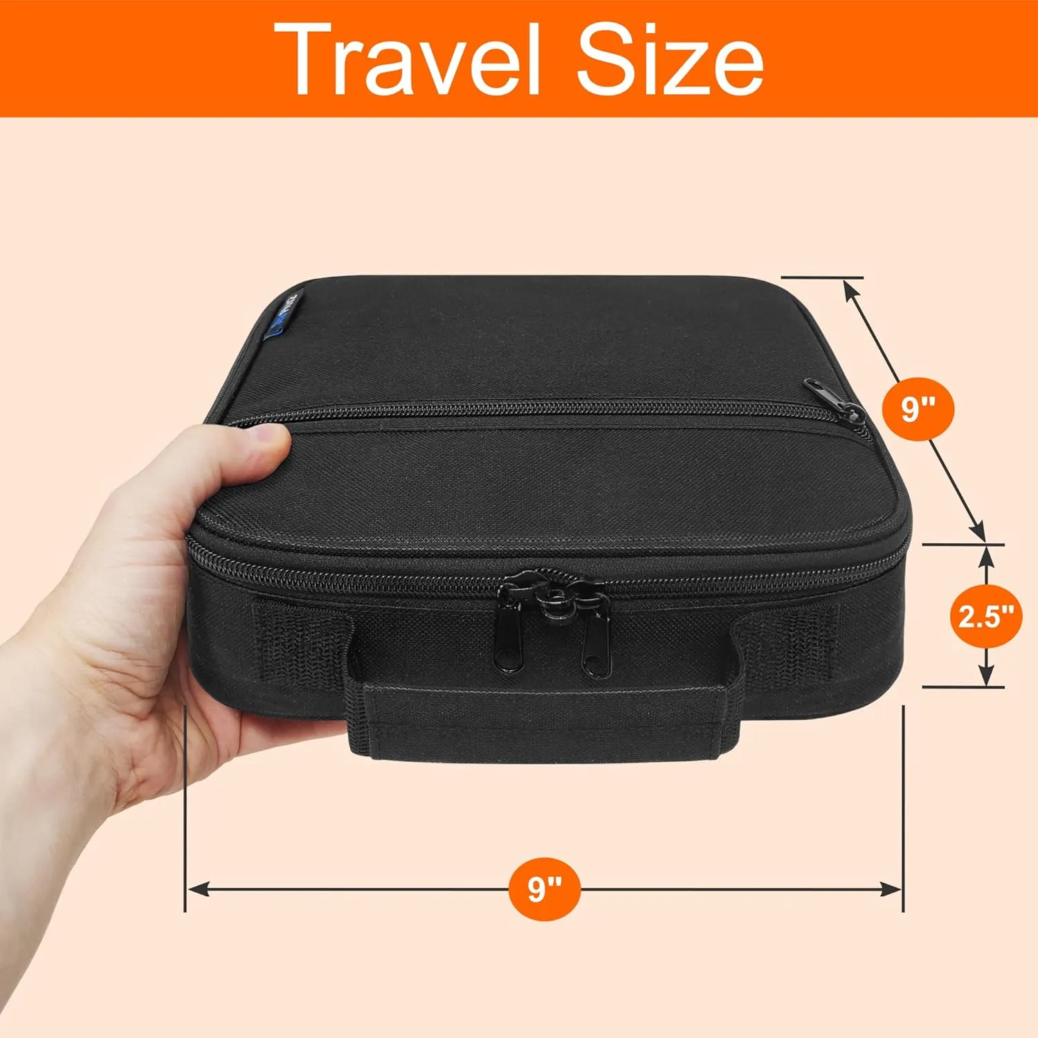 Medium Travel Pill Bottle Organizer, Medicine Bag, Carrier for Medications and Medical Supplies - Black (Without Lock)
